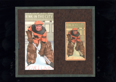 Picture, Helmar Brewing, Hockey Icers Card # 22, Andy Aitkenhead, Orange cap, leaning forward, hockey stick, Portland Buckaroos